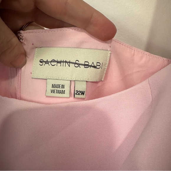 NEW Sachin Babi Blaine Square-Neck Taffeta A-Line Midi Dress Pink Anthropologie - Picture 4 of 5